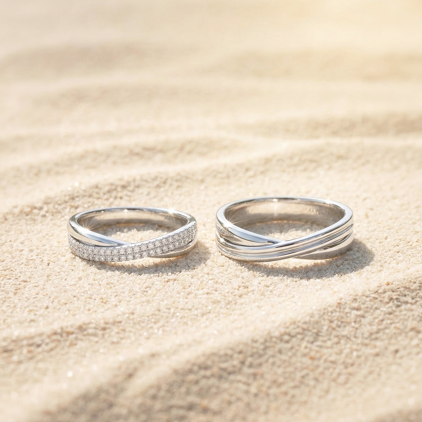 18 carat white gold Signature "Alier" wedding band set