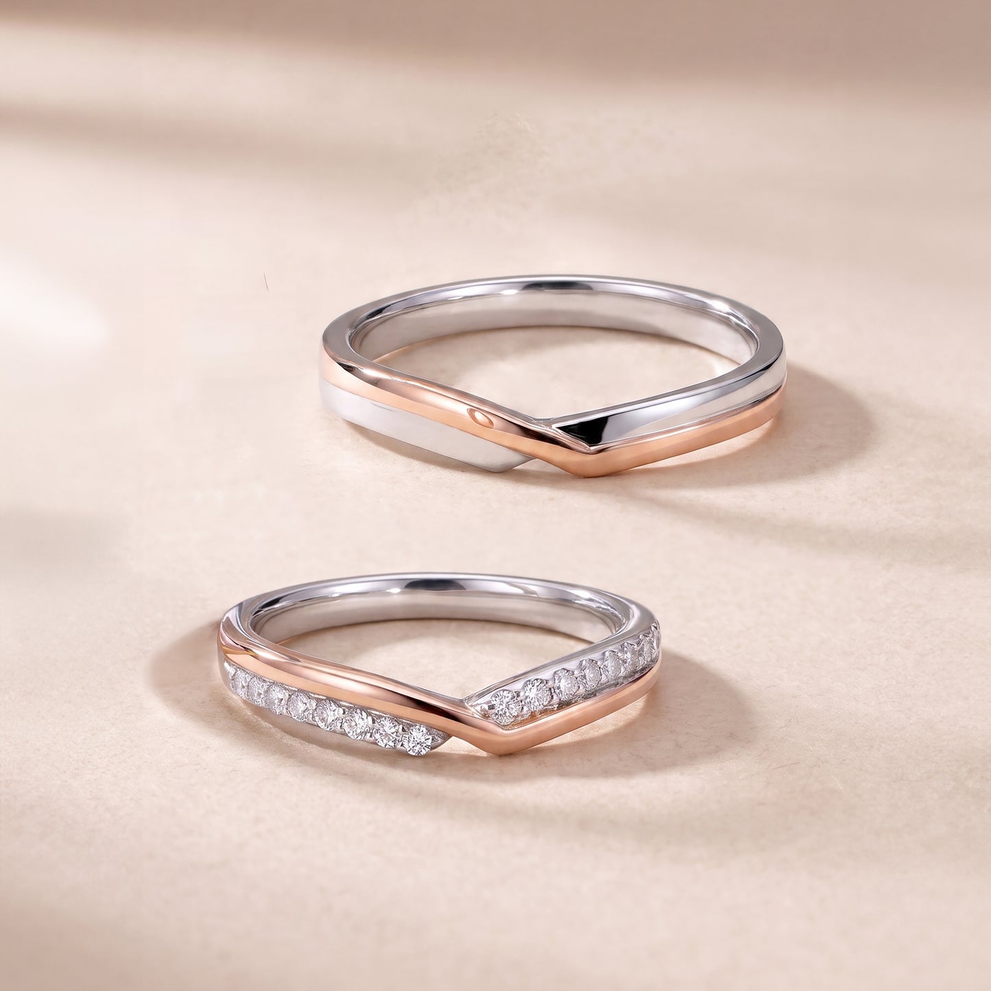 Cupid Jewellery® "Chevron" wedding band set