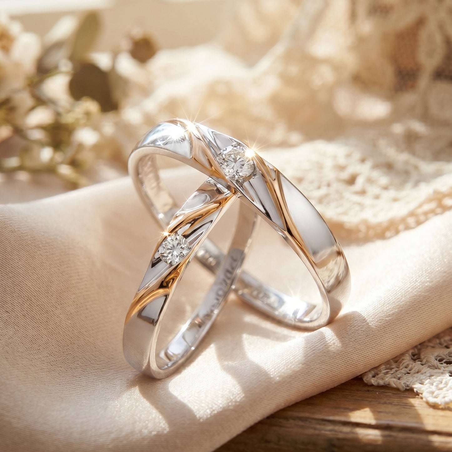 Cupid Jewellery® "Velour" wedding band set