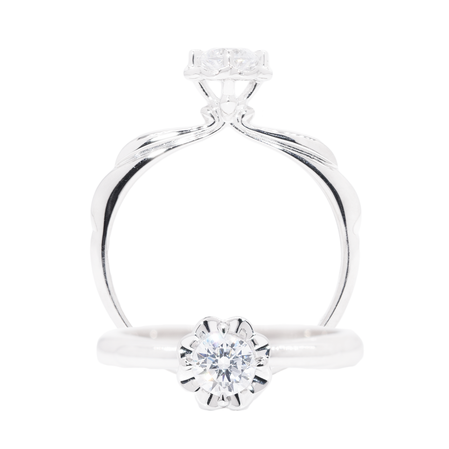 18 carat white-gold Signature Enamour solitaire ring setting (setting only) - Cupid Jewellery