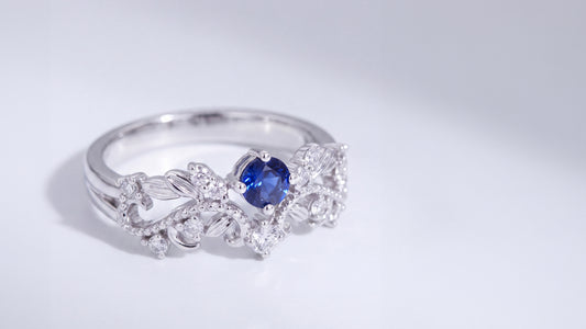 An Enchanted Bloom: The Custom Botanical Sapphire and Diamond Engagement Ring