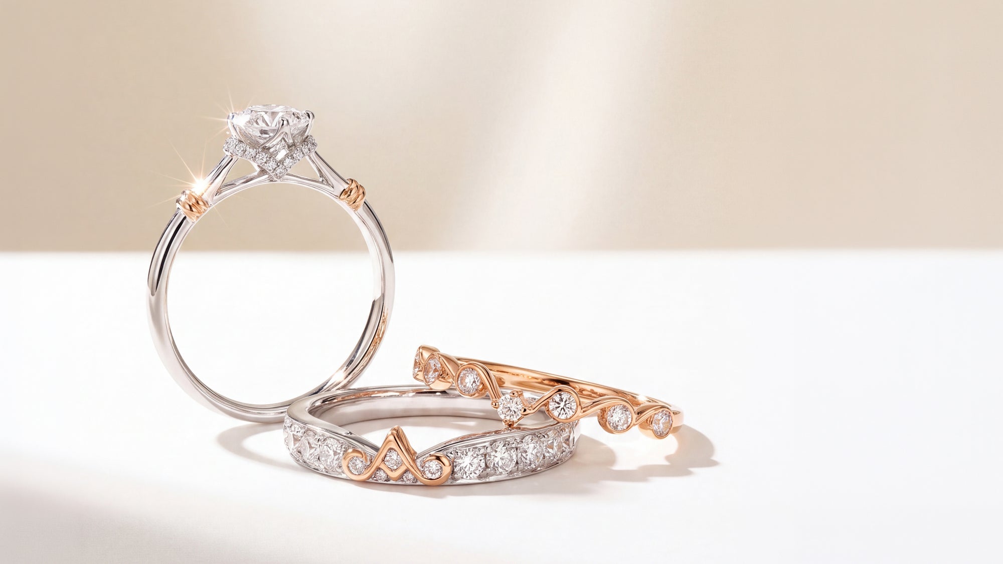 A Royal Harmony: The Custom Two-Tone "Crown" Bridal Suite and Diamond Solitaire