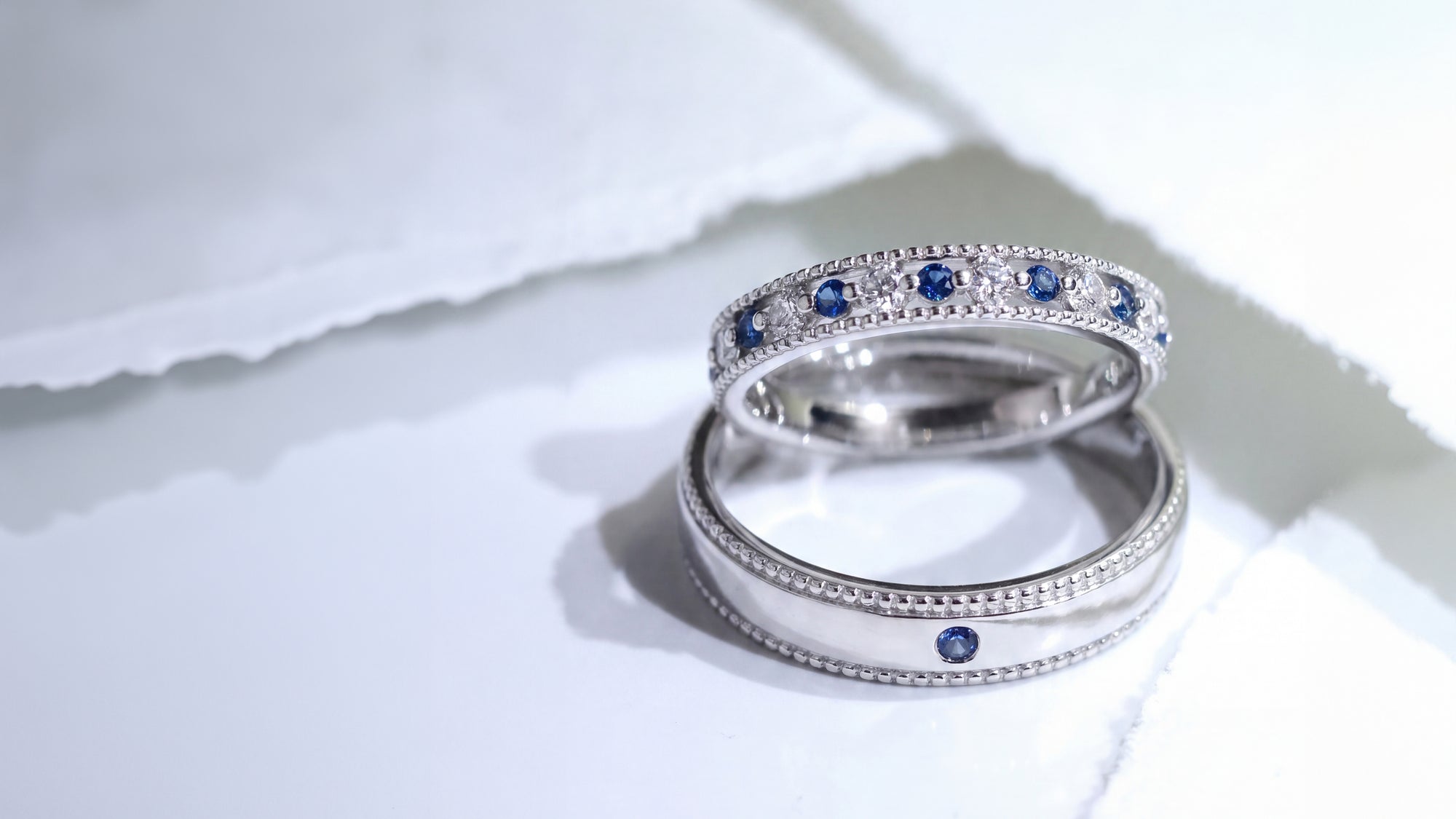 The Custom "Something Blue" Commission: Vintage-Inspired Milgrain and Sapphire Wedding Bands