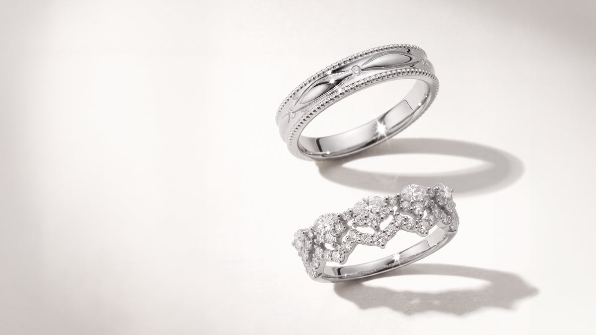The Custom Neo-Vintage Commission: Marquise Lace and Continuous Contour Wedding Bands