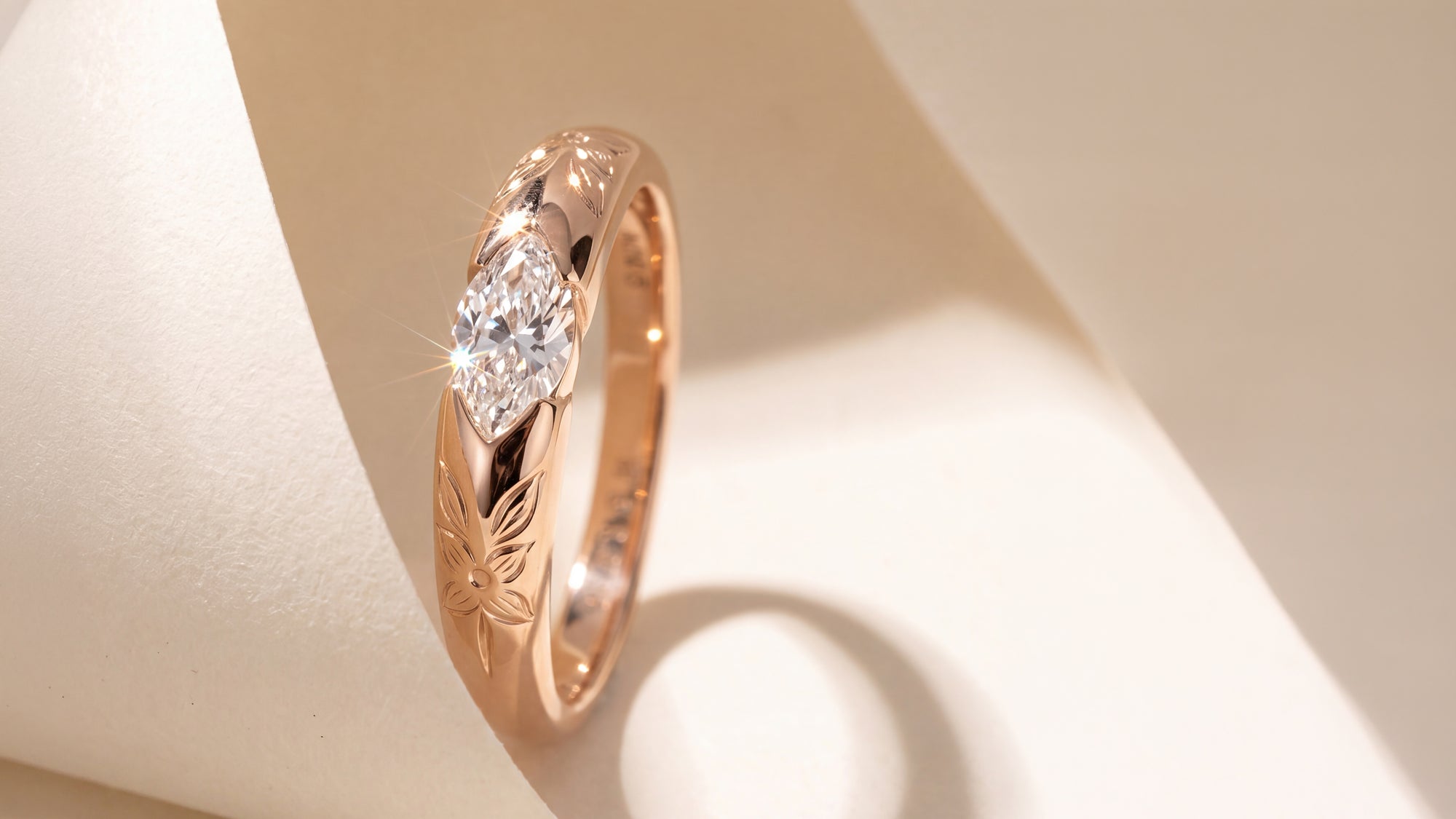 The Custom "Lucky Clover" Commission: A Lovely Integrated Marquise Solitaire in Rose Gold