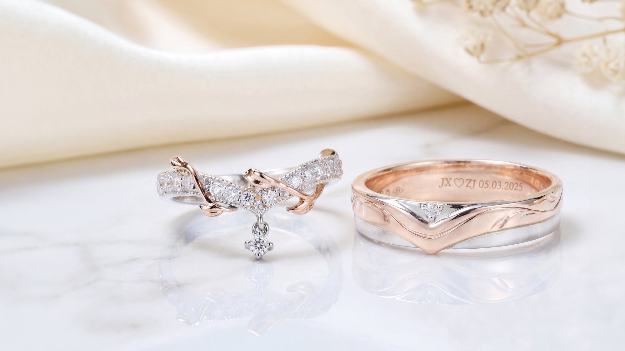 Intertwined in Grace: The Vine-Inspired Wedding Bands