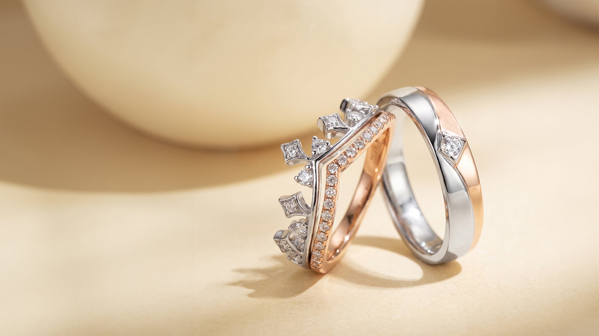 The Bespoke Crown Commission: Architectural Tiara Wedding Bands in Two-Tone Gold