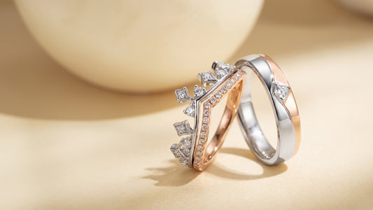 The Bespoke Crown Commission: Architectural Tiara Wedding Bands in Two-Tone Gold