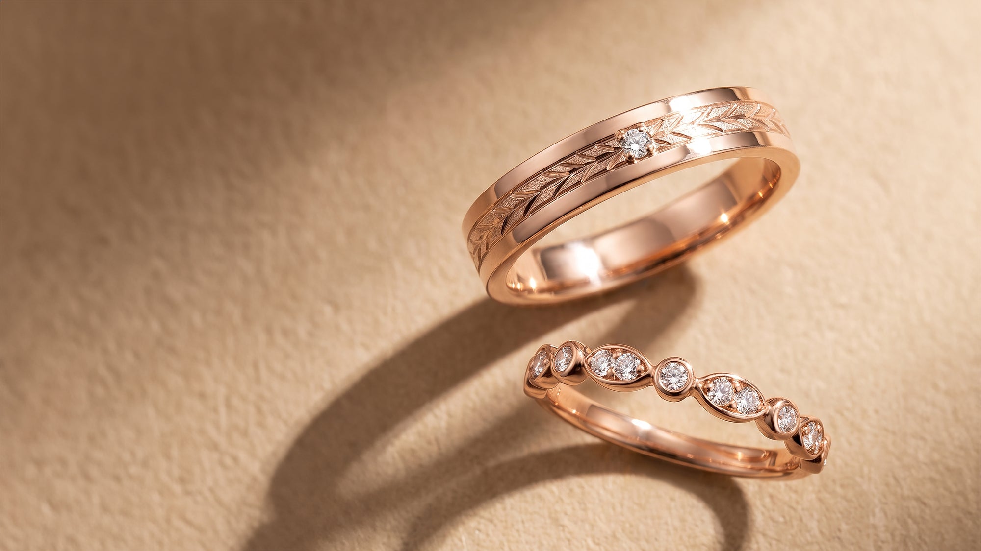 The Custom "Arden" Commission: Hand-Engraved Foliage and Alternating Diamond Silhouette Wedding Bands