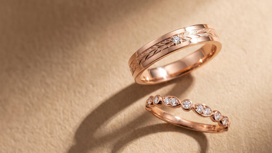 The Custom "Arden" Commission: Hand-Engraved Foliage and Alternating Diamond Silhouette Wedding Bands