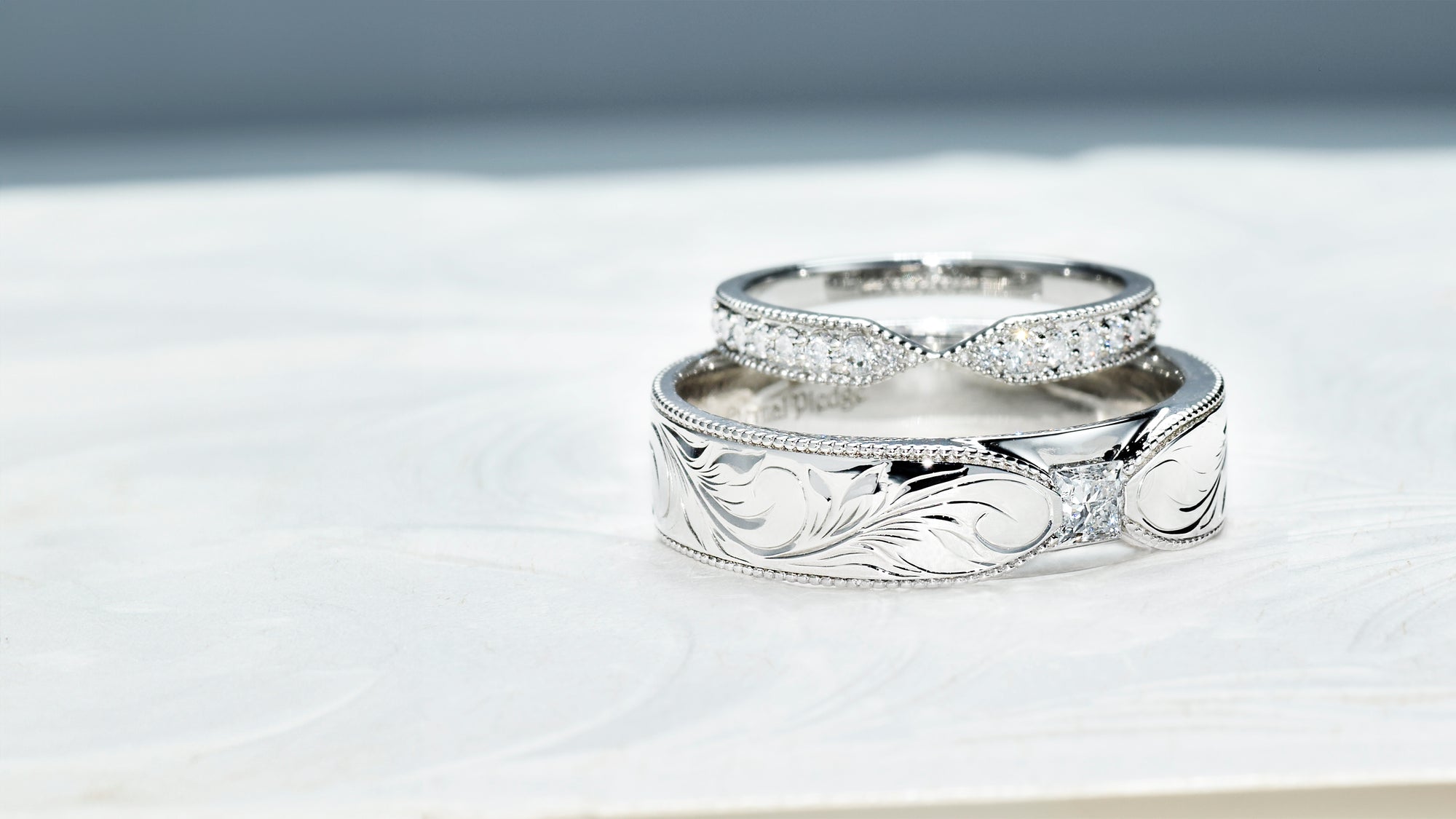 Grace in Detail: Custom Floral Engraving in White Gold