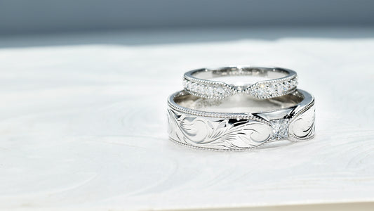 Grace in Detail: Custom Floral Engraving in White Gold