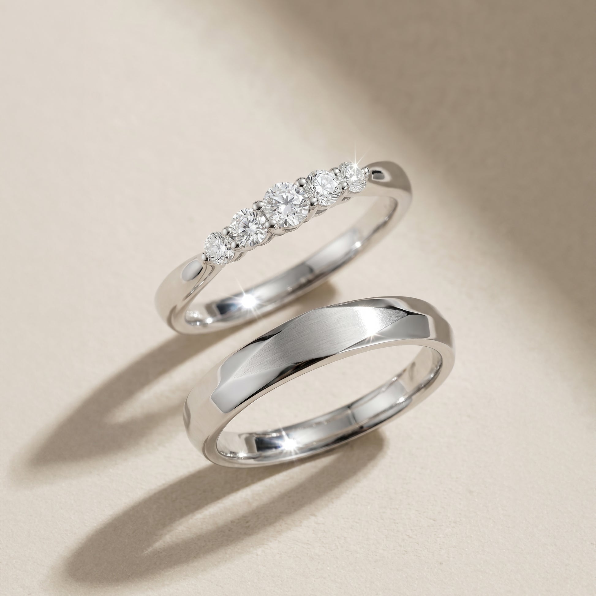 Cupid Jewellery® "Adamantine" wedding band set