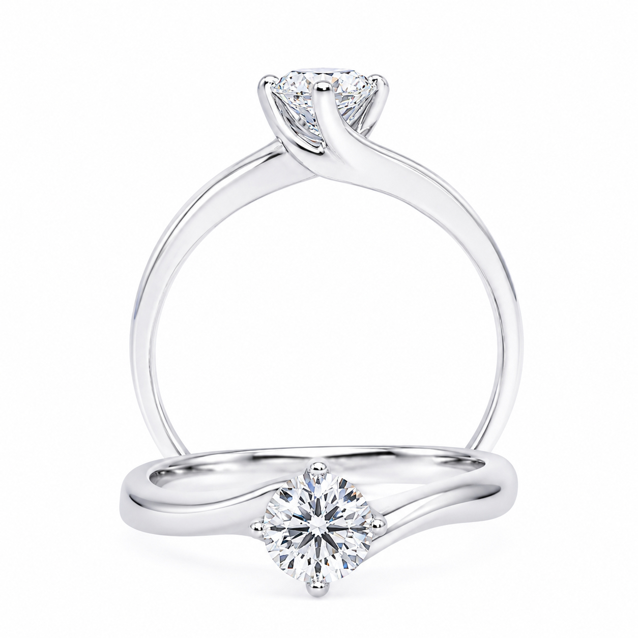 Classic Round Brilliant Diamond Ring with Elegant Twist Setting