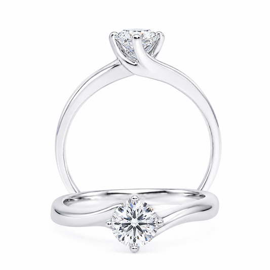 Classic Round Brilliant Diamond Ring with Elegant Twist Setting