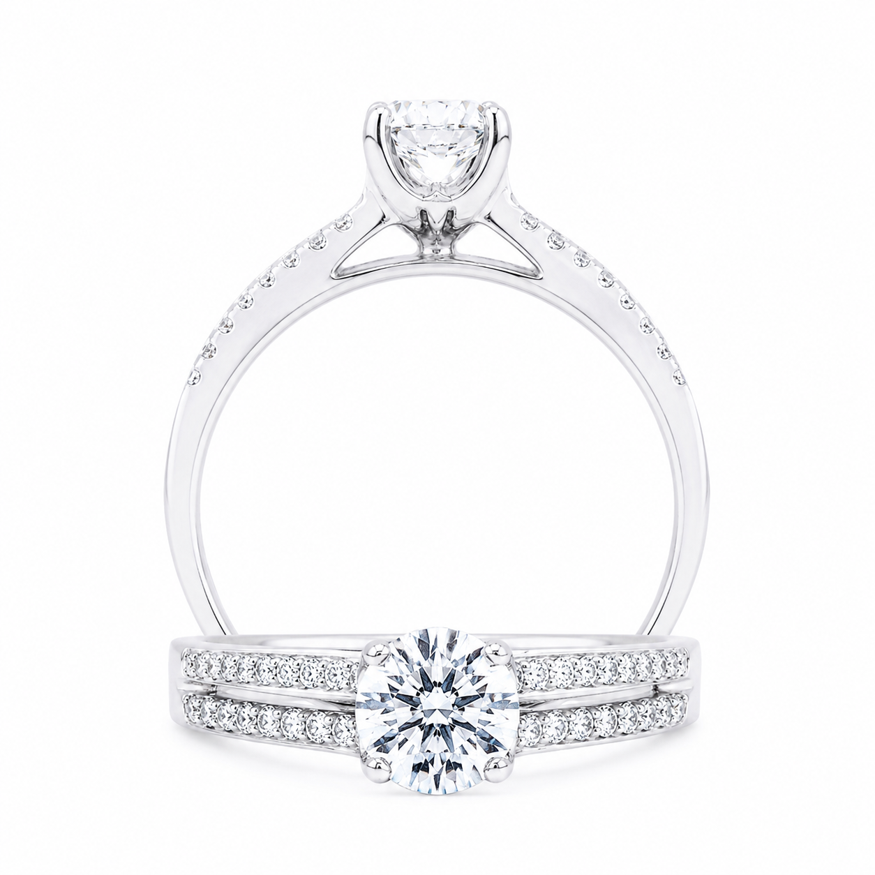 Cupid Jewellery® Double layer side diamonds ring setting