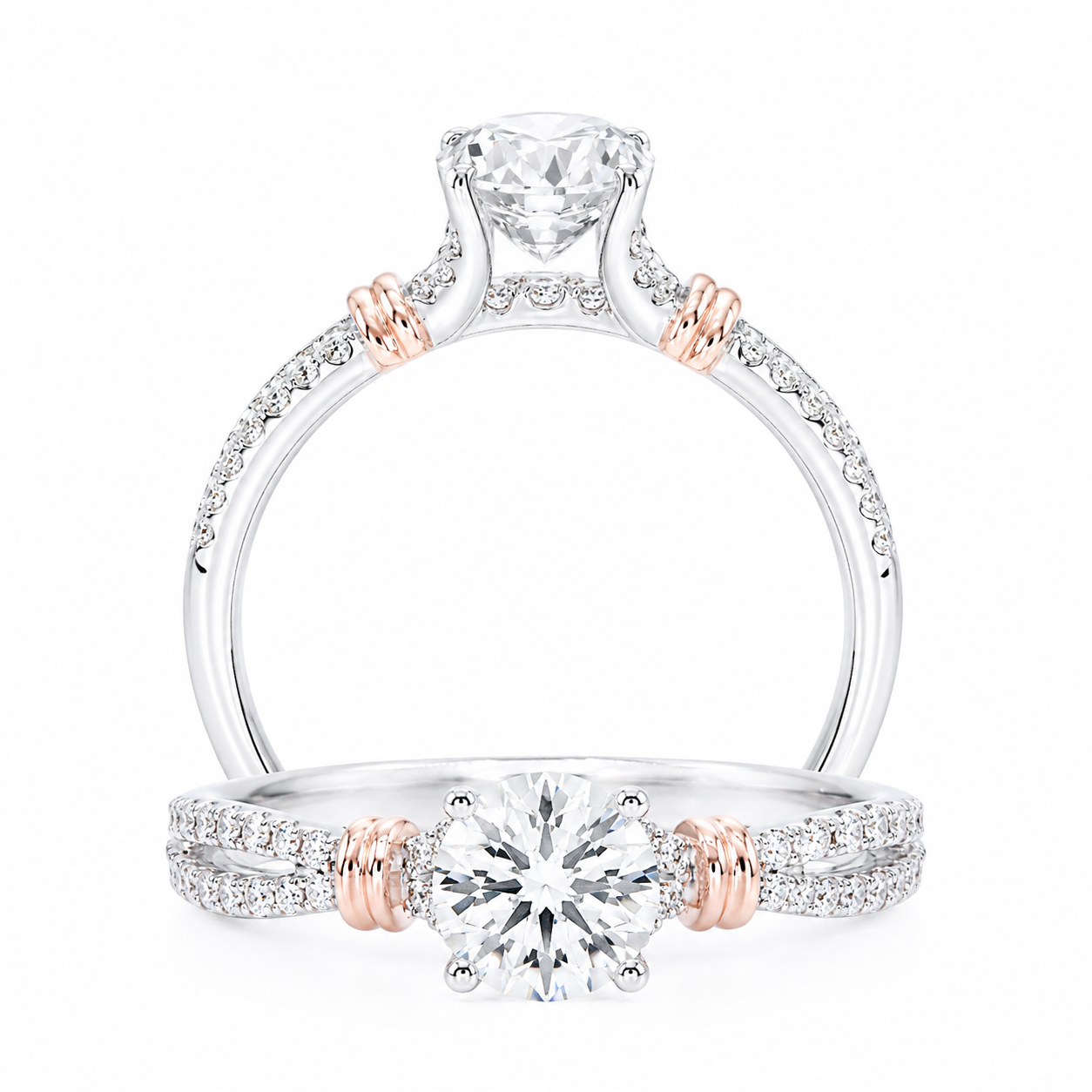 Cupid Jewellery® "Ribbon" Two-Tone Engagement Ring