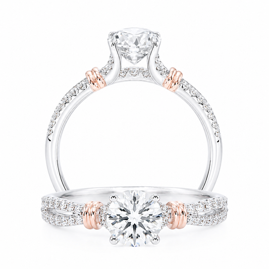 Cupid Jewellery® "Ribbon" Two-Tone Engagement Ring