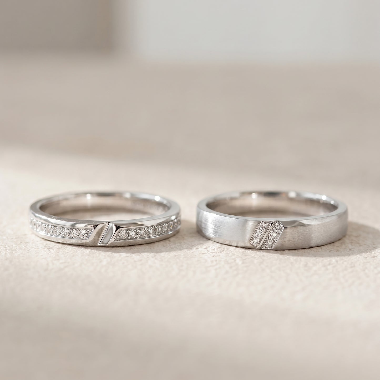 Cupid Jewellery "Chapter" Matching Wedding Band Set