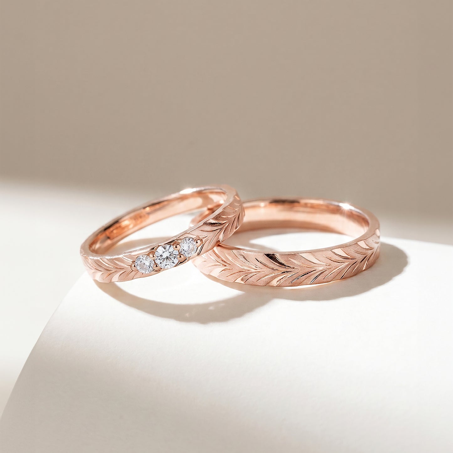 Cupid Jewellery® "Foliage" Matching Wedding Band Set
