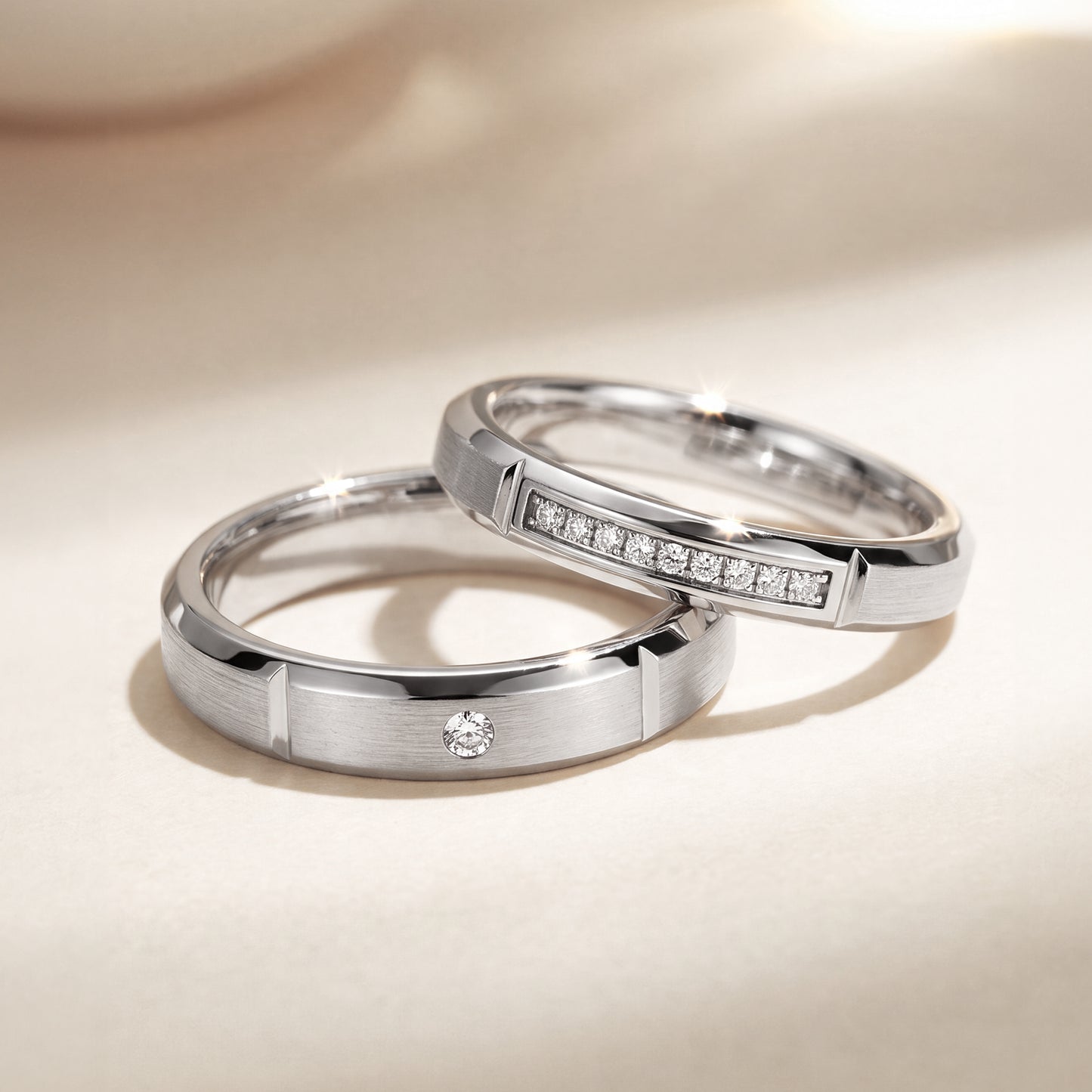 Cupid Jewellery® "Forte" Matching Wedding Band Set