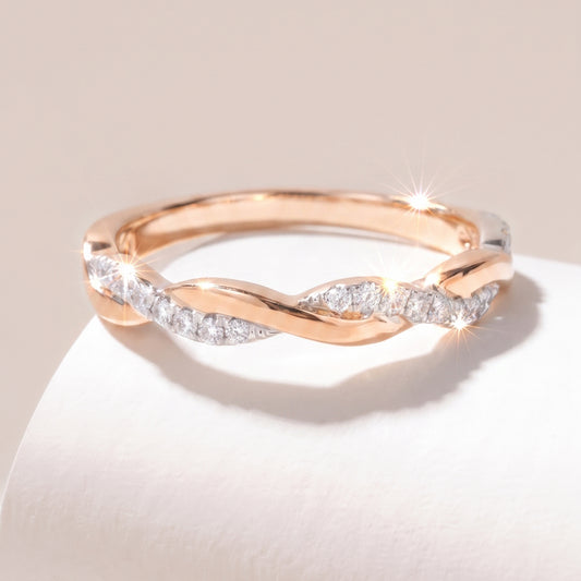 18k rose/white gold interwined diamond ring
