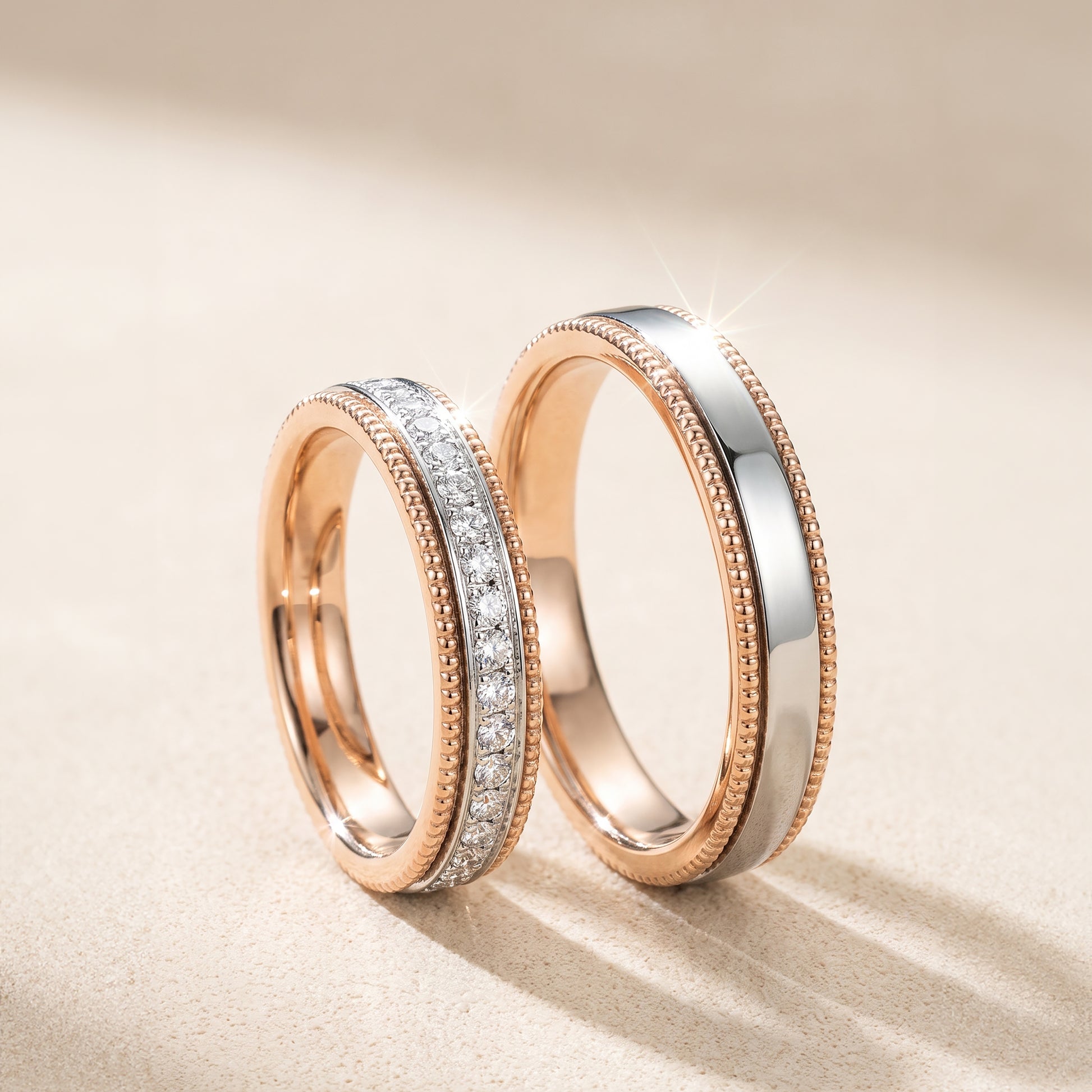Cupid Jewellery® "Milgrain" wedding band set