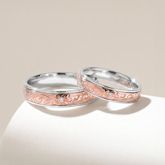 Cupid Jewellery® "Plumeria" wedding band set