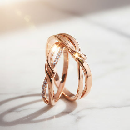 18 carat Rose gold Signature "Romance" wedding band set - Cupid Jewellery