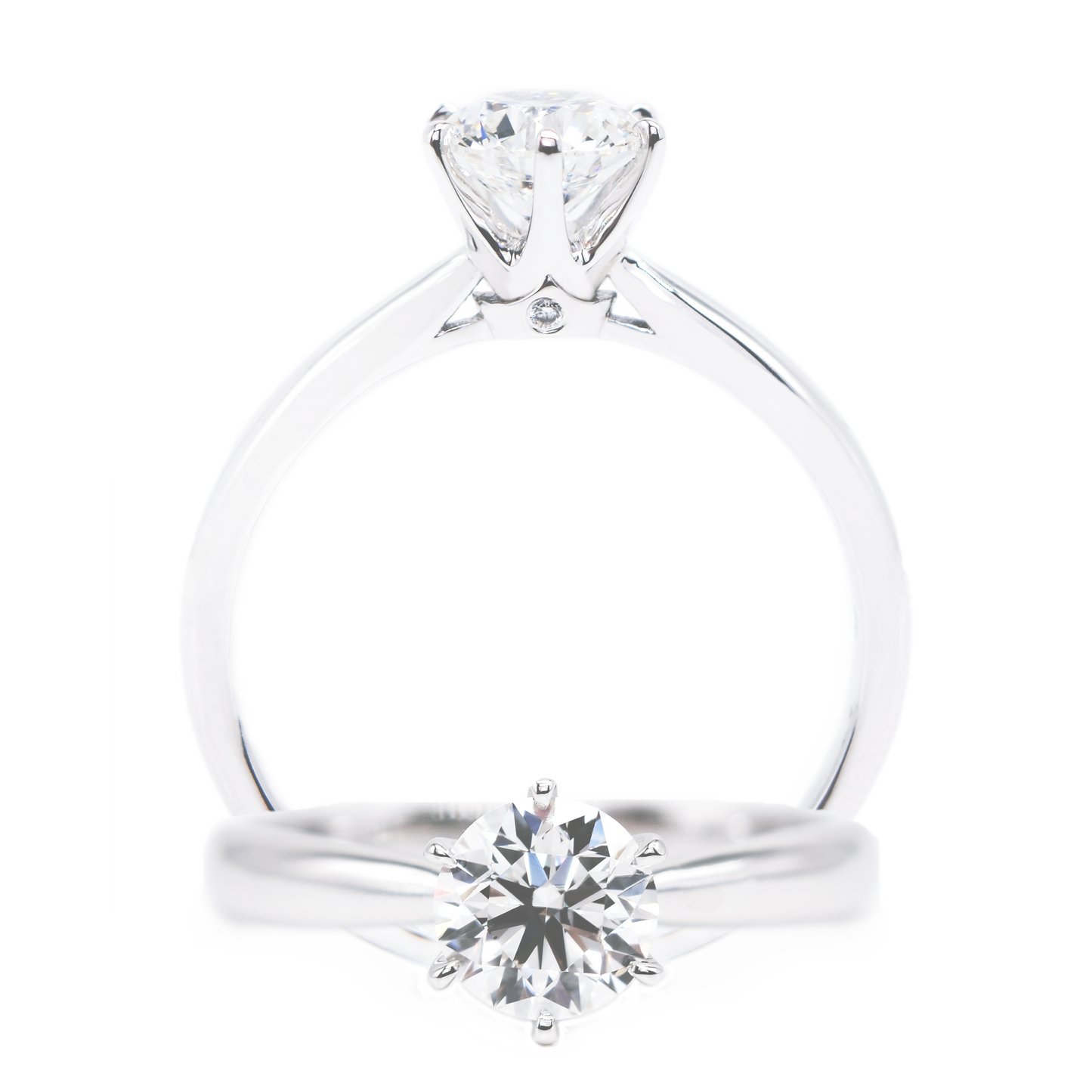 18 carat white-gold Signature Crowned solitaire ring setting (setting only)