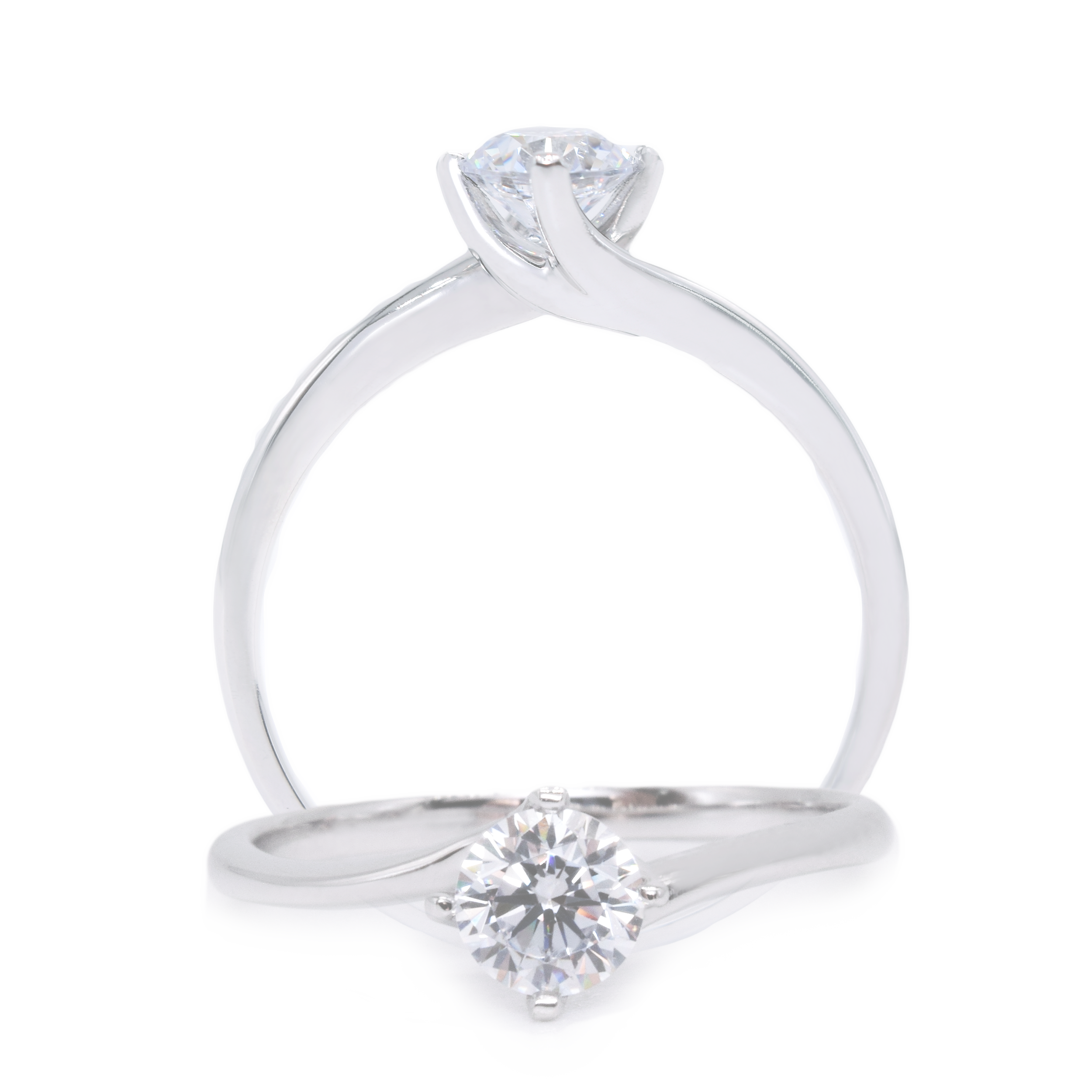 18 carat white-gold twisted solitaire ring setting (setting only)