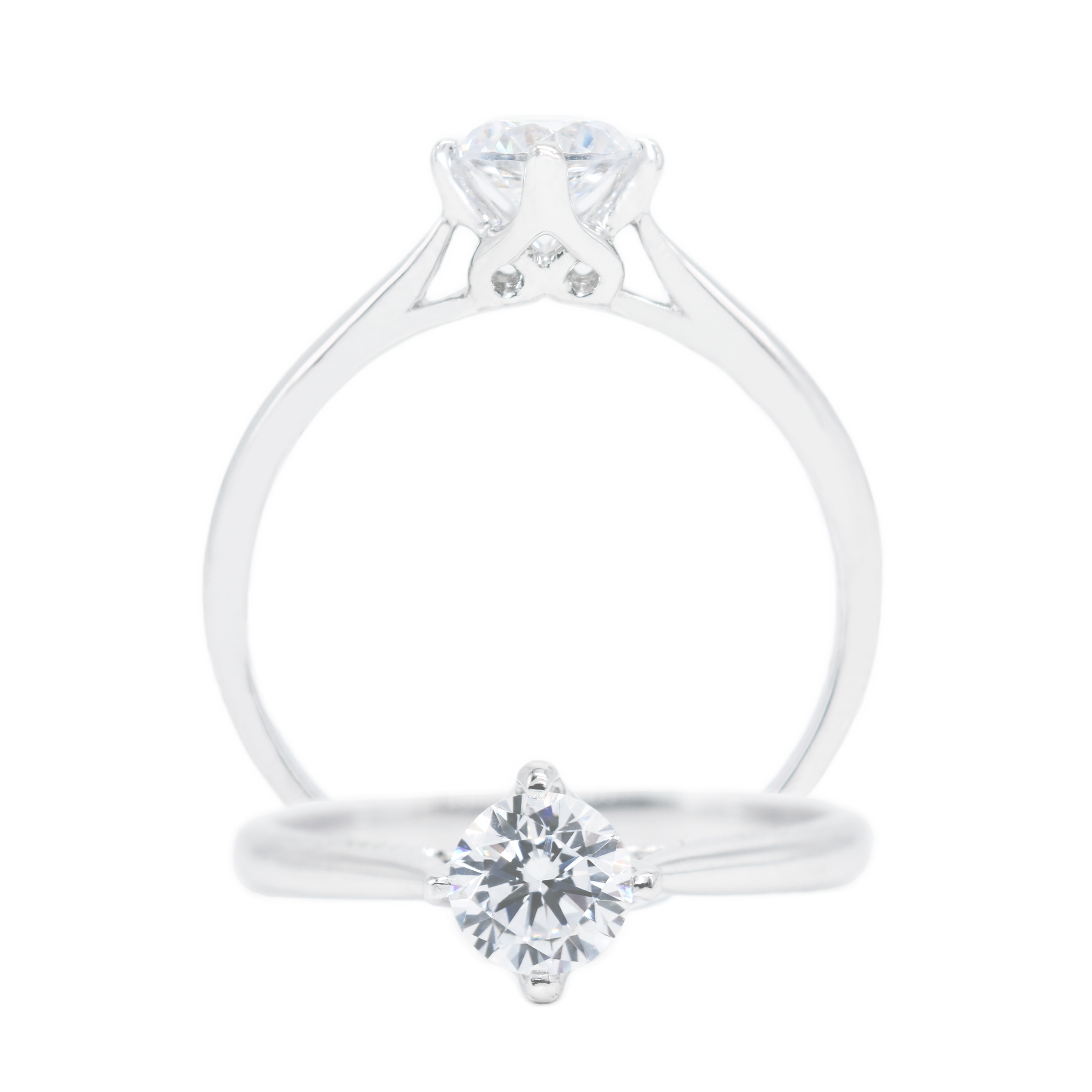 18 carat white-gold 4 prong flower pedal ring setting (setting only)
