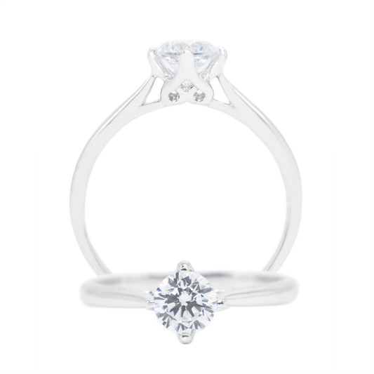 18 carat white-gold 4 prong flower pedal ring setting (setting only)