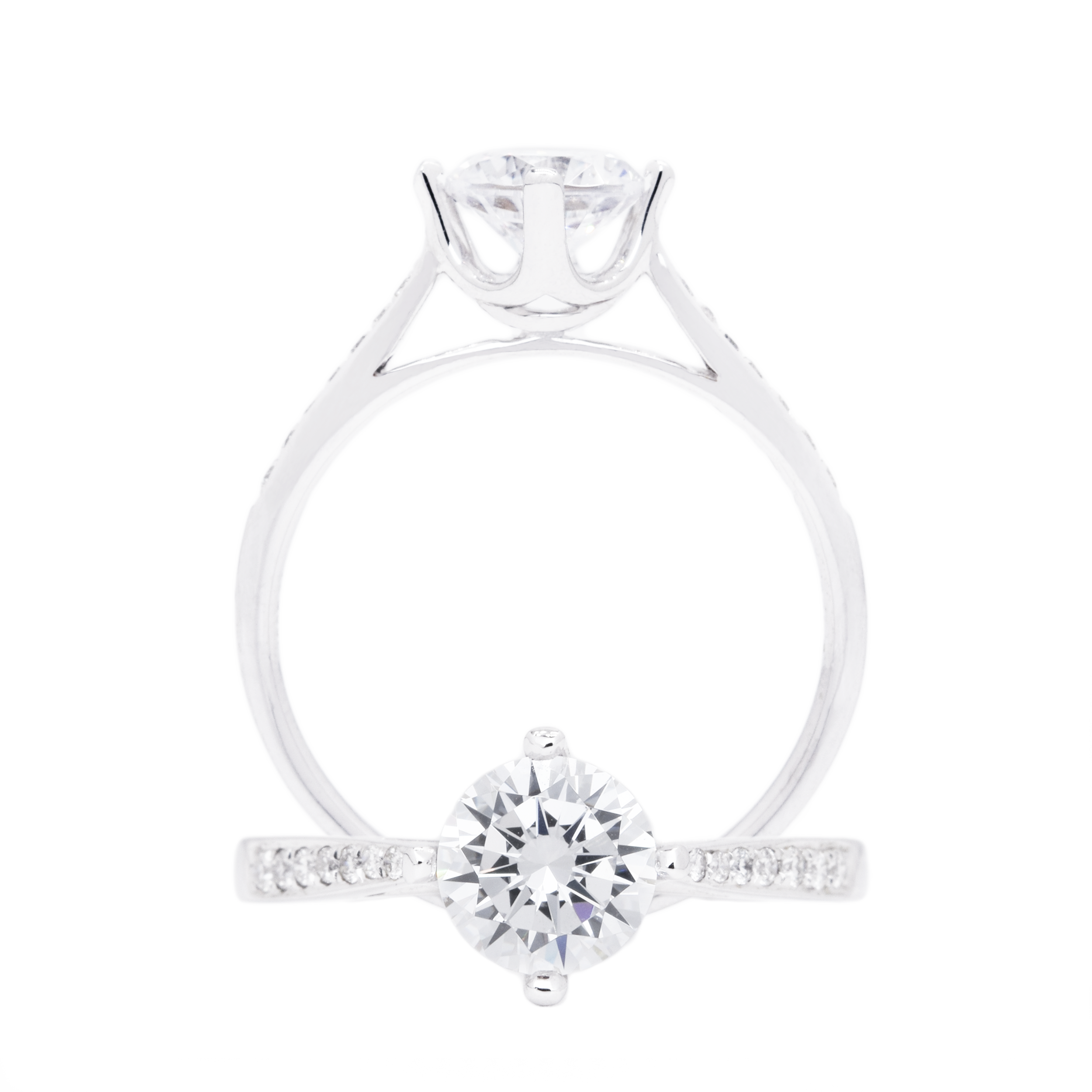 White gold cathedral ring settings clearance
