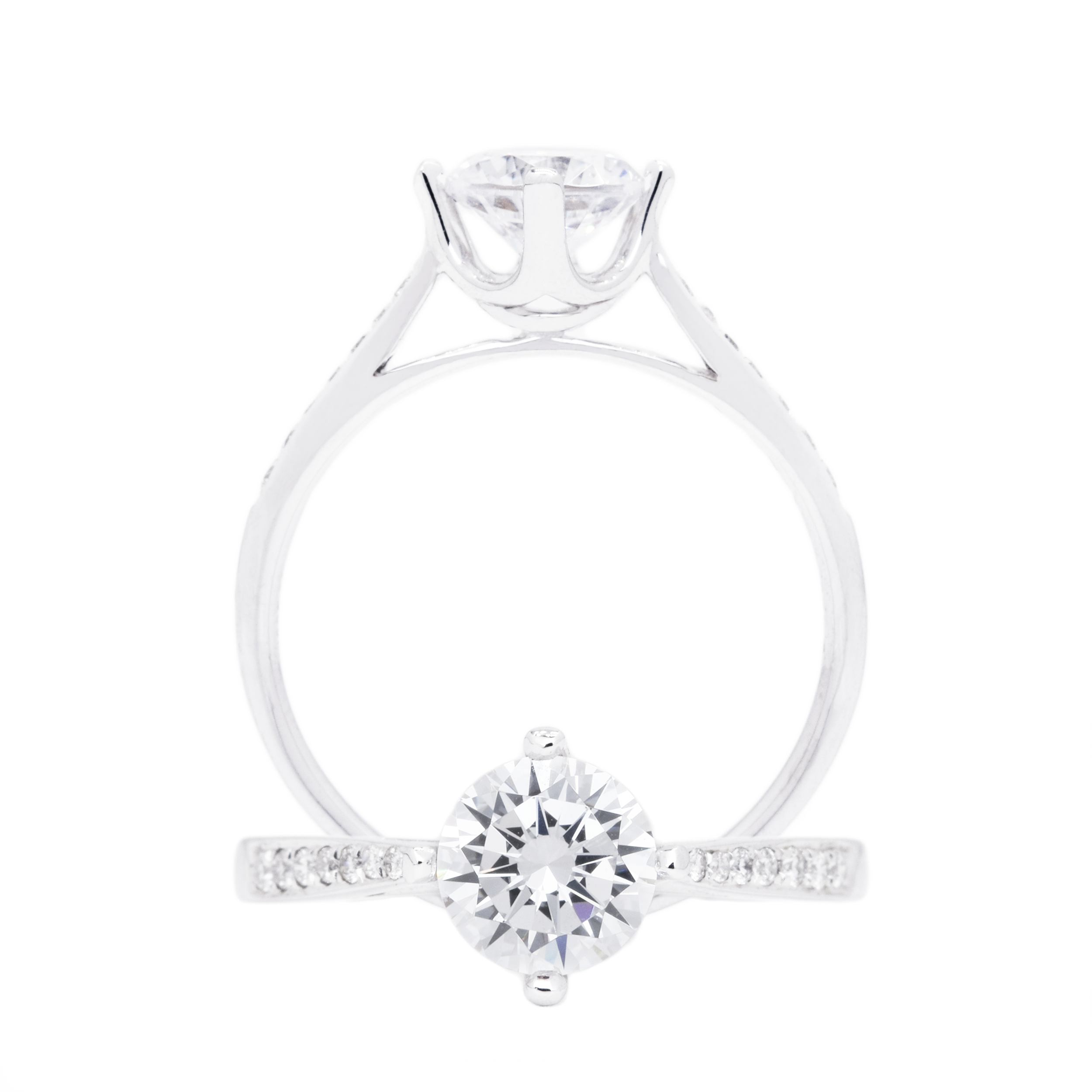 18 carat white gold Signature cathedral diamonds ring setting (setting only)