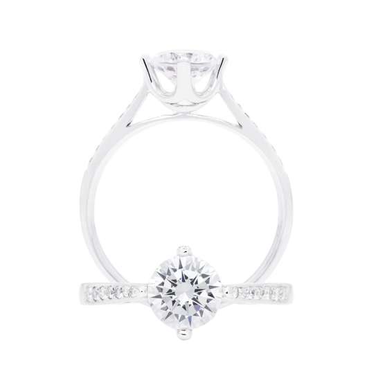 18 carat white gold Signature cathedral diamonds ring setting (setting only)