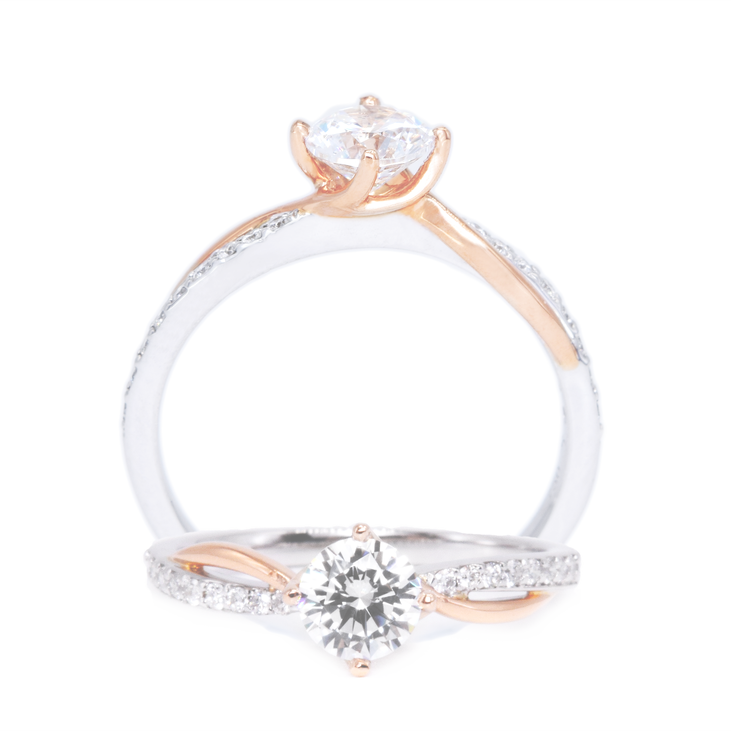 18 carat white w/rose gold Signature "Always" diamonds ring setting (setting only)