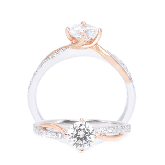 18 carat white w/rose gold Signature "Always" diamonds ring setting (setting only)