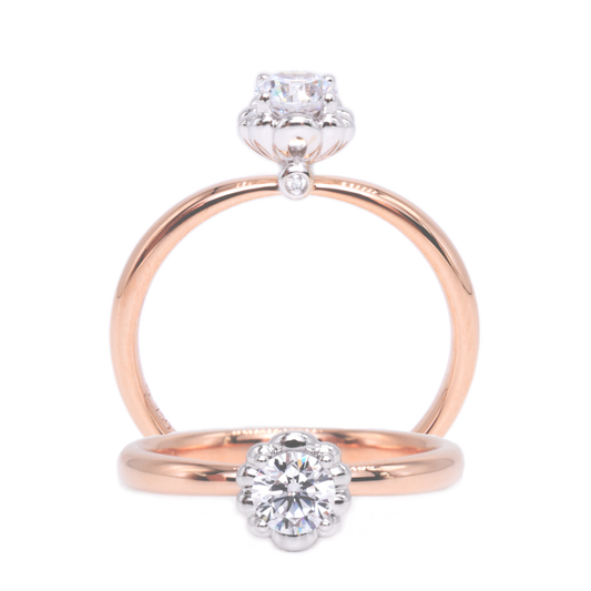 18 carat white w/rose gold Signature "Aegea" diamonds ring setting (setting only)