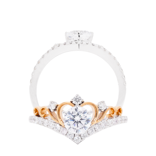 18 carat white w/rose gold Signature "Enchanted" diamonds ring setting (setting only)