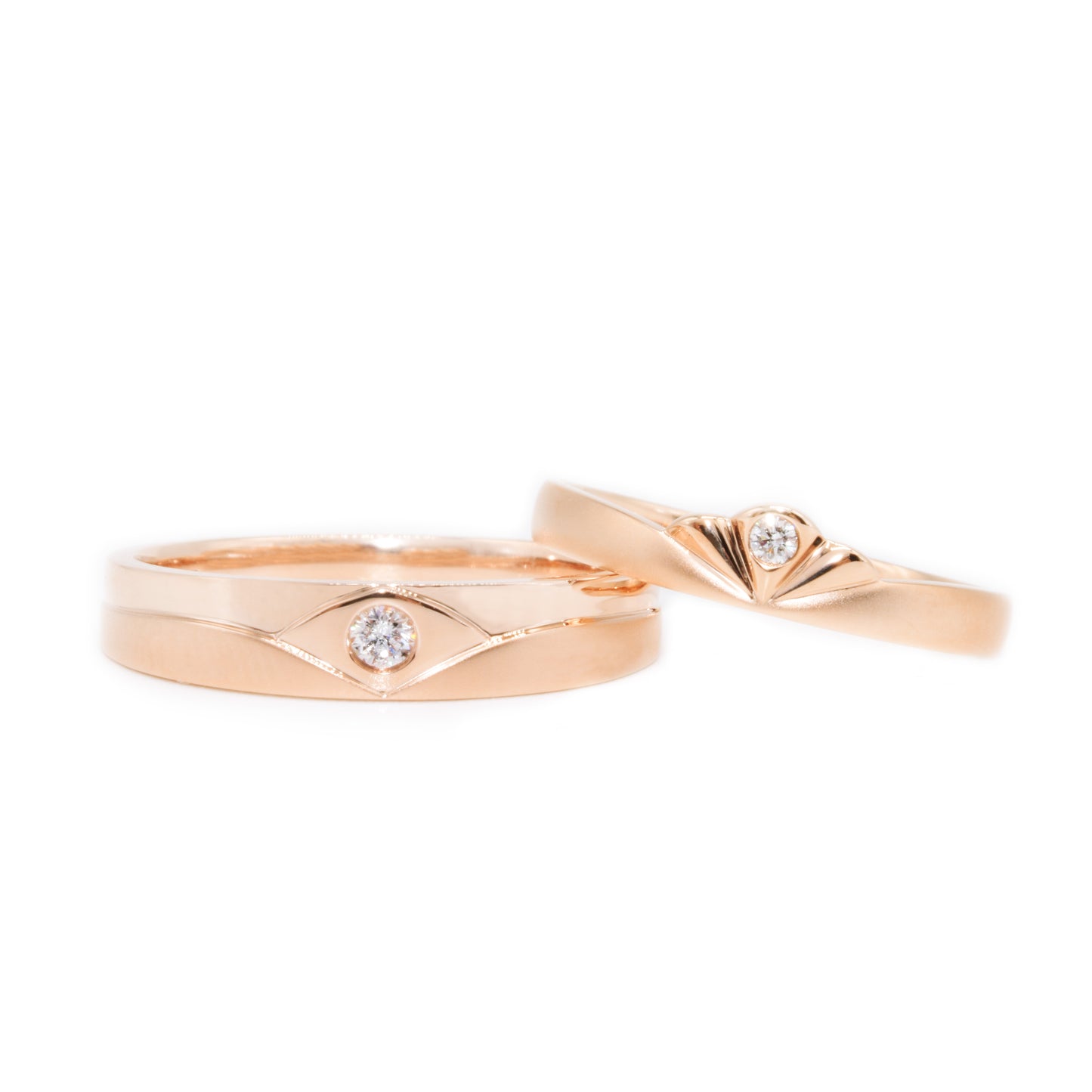 18 carat rose-gold Signature "Aegea" wedding band set